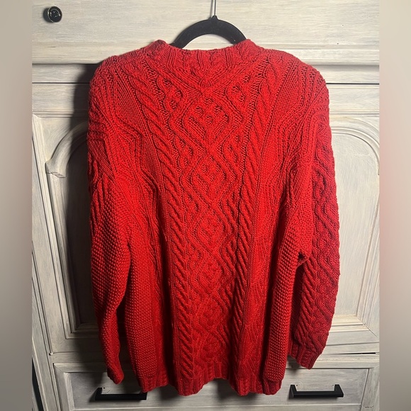 Vintage Eddie‎ Bauer Red Oversized Crewneck Chunky Aran Knit Grandpa Sweater - Picture 6 of 6